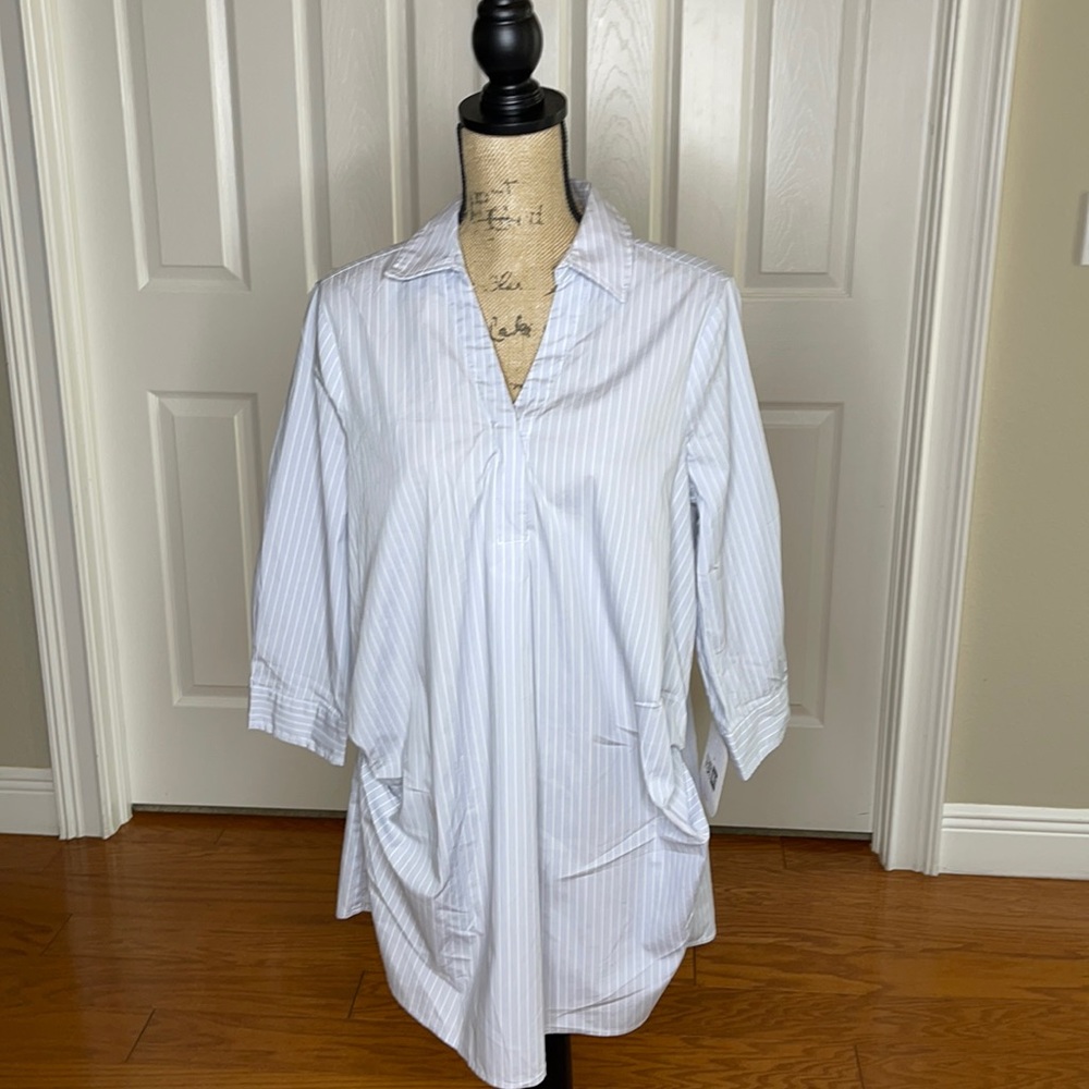 Isabel Maternity Gray and White pinstripe  M NWT